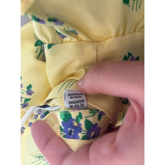 Janie & Jack Baby Girls Yellow Floral Dress 12-18 Months Polyester Short Sleeve - Picture 3 of 5